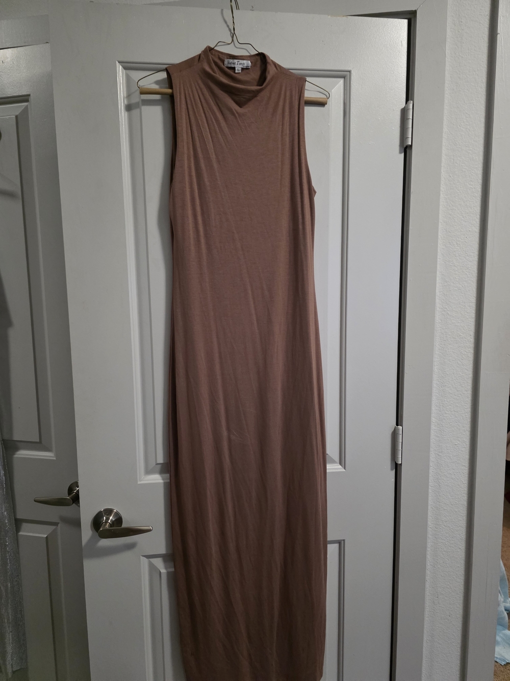 Sleeveless Mock Neck Maxi Dress in Dusty Brown